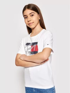 Koszulki dla chłopców - Tommy Hilfiger T-Shirt Flag Print KG0KG05909 D Biały Regular Fit - grafika 1