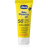 Kosmetyki kąpielowe dla dzieci - Chicco Baby Moments Sun krem do opalania SPF 50+ dla dzieci od urodzenia 75 ml - miniaturka - grafika 1