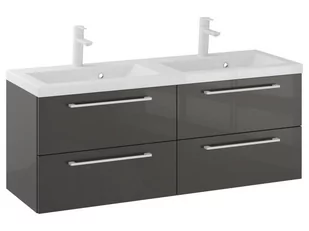 Szafka Wisząca Z Umywalką RON 120 cm DUO - Titan Wysoki Połysk - Uchwyty Białe Matowe - Szafki łazienkowe - miniaturka - grafika 1