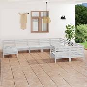 Meble ogrodowe - vidaXL 10-cz zestaw wypoczynkowy do ogrodu biały drewno sosnowe 3083295 - miniaturka - grafika 1
