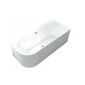 Wanny - CORCIANO Wanna wolnostojąca CRETE PRAWA PLUS 170 x 75 cm biała system przelewowy pionowe paski ryflowana prążkowana AKCESORIA SZARE - miniaturka - grafika 1