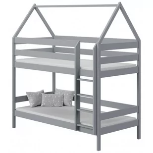 Szare łóżko piętrowe domek 2-osobowe z materacami - Zuzu 3X 180x90 cm - Łóżka dla dzieci i młodzieży - miniaturka - grafika 1