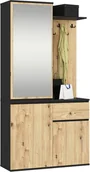 Wieszaki do szafy - Szafa do przedpokoju z lustrem ENTRO 95 cm duża garderoba wieszaki - czarna artisan - miniaturka - grafika 1
