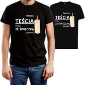 Koszulki męskie - T-SHIRT MĘSKI PREZENT DLA TEŚCIA TEŚĆ ŚMIESZNA KOSZULKA CZARNA R-M A519 - miniaturka - grafika 1