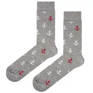 Skarpetki męskie - Skarpety szare w kotwice EM 197 - EM Men's Accessories - miniaturka - grafika 1