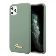 Etui i futerały do telefonów - Guess Etui Silicone Vintage Gold iPhone 11 Pro, zielone 3700740471838 - miniaturka - grafika 1