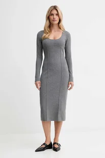 Calvin Klein sukienka kolor szary midi dopasowana LV044D366G - Sukienki - miniaturka - grafika 1