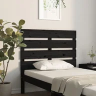 Łóżka - Lumarko Wezgłowie łóżka, czarne, 100x3x80 cm, lite drewno sosnowe - miniaturka - grafika 1