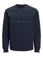 Bluzy męskie - JACK & JONES PLUS Męska bluza Jorcopenhagen Big Sweat z okrągłym dekoltem Proszy, marynarka granatowa, 4XL, Marynarka granatowa - miniaturka - grafika 1