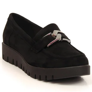 Mokasyny damskie na platformie eko zamsz czarne Sergio Leone - Mokasyny damskie - miniaturka - grafika 1