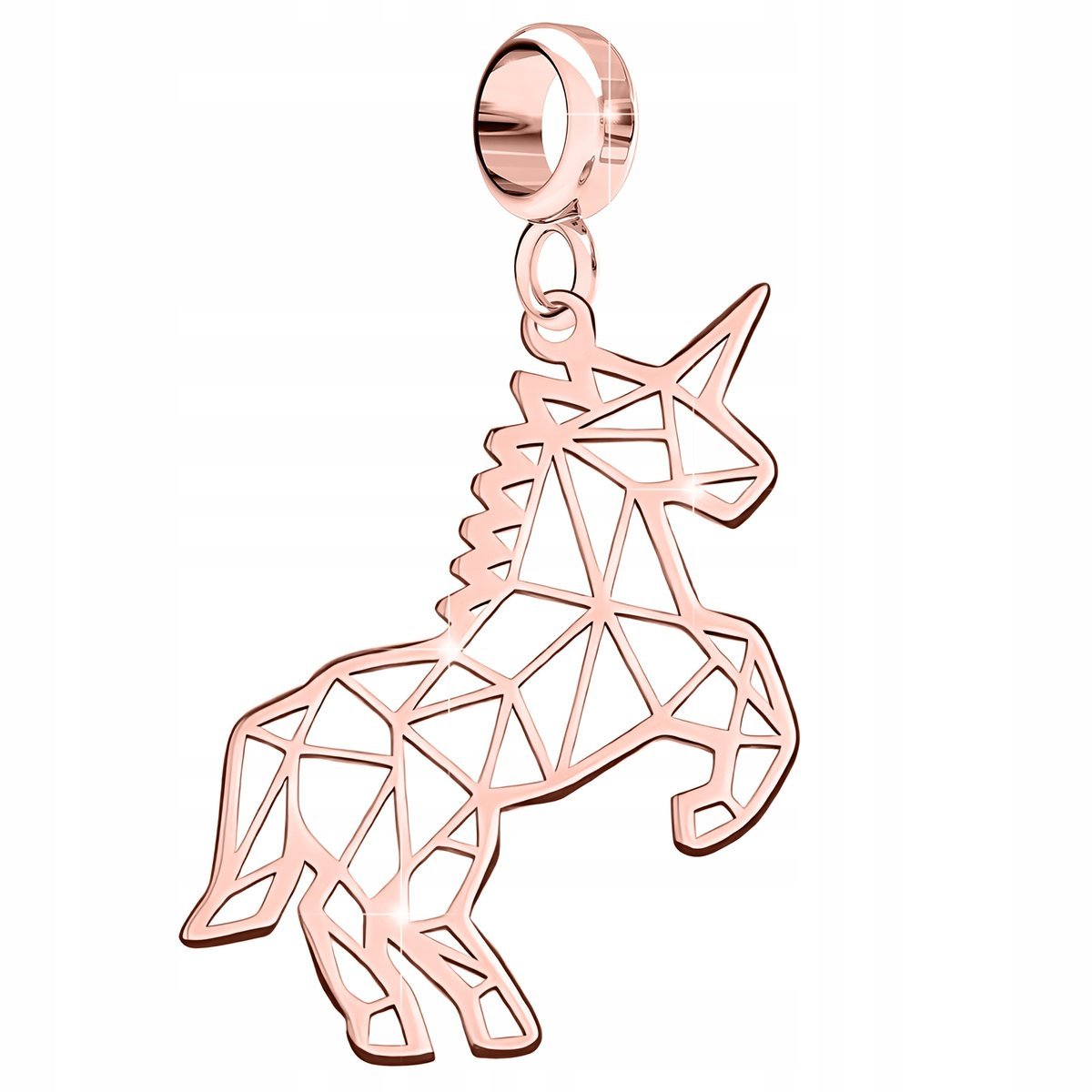 Charms Pozłacany Blaszka z Jednorożcem Jednorożec Koń Origami SREBRO 925