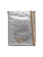 Torebki damskie - PINKO Torebka Flat Satchel AI 25-26 PCPL 105352 A2OT Srebrny - miniaturka - grafika 1