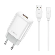 Ładowarki do telefonów - Ładowarka Sieciowa 2.4A USB + Kabel USB - USB-C Jellico EU01 białe - miniaturka - grafika 1
