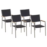 Fotele i krzesła ogrodowe - Lumarko Zestaw 4 Krzeseł Ogrodowych Z Technorattanu Czarny Grosseto - miniaturka - grafika 1
