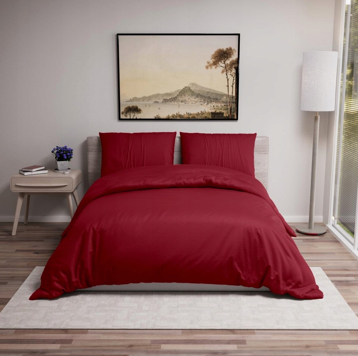 POŚCIELI ZESTAW 200X220CM 2X POSZEWKI MIKROFIBRA BORDOWY MIĘKKI TRWAŁY