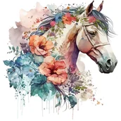 Pasmanteria - Naprasowanka Koń kwiaty rośliny sztuka 31 - miniaturka - grafika 1