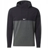 Bluzy męskie - REEBOK - BLUZA MĘSKA Z KAPTUREM - UBF MYOKNIT HOODIE HA9077 czarna szara - miniaturka - grafika 1