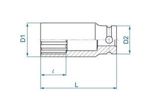 NASADKA DŁUGA UDAROWA CIENKOŚCIENNA 1/2" 36mm x 80mm, 12-kąt King Tony - Klucze i nasadki - miniaturka - grafika 2