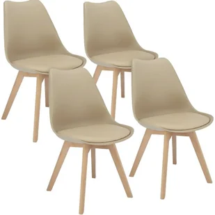 Krzesła OSLO, ekoskóra, 4 sztuki, 48x55x81 cm, beżowe - Krzesła - miniaturka - grafika 1