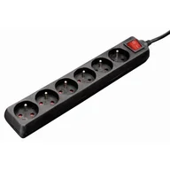 Przedłużacze i rozgałęźniki - Hama P2223746 Standard - 6 gniazd - 1,5m - czarny - miniaturka - grafika 1