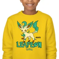 Bluzy dla dziewczynek - Bluza Dziecięca Żółta Bez Kaptura Super Prezent Dla Dziecka Leafeon 164 Wz - miniaturka - grafika 1
