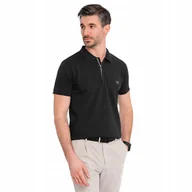 Koszulki męskie - Modna koszulka męska polo z dekoltem na zamek czarna OM-POSS-0148 V6 r. XXL - miniaturka - grafika 1