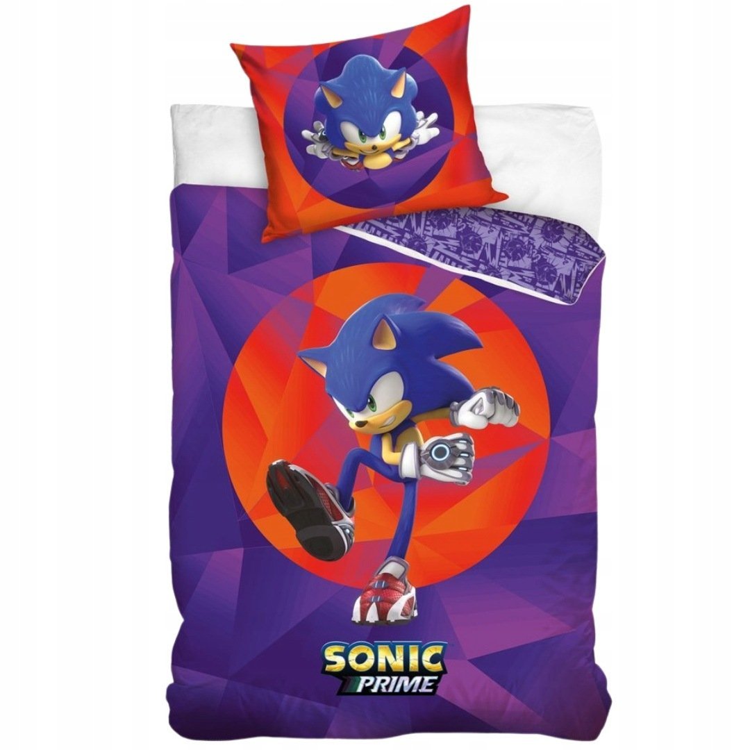 Pościel Sonic Prime 150x210+50x60 Bawełniana Fioletowa dla Dziecka