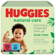 Chusteczki nawilżane - HUGGIES Chusteczki nawilżane Natural Care 4x56szt - miniaturka - grafika 1