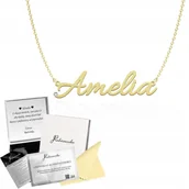 Łańcuszki - Złoty Naszyjnik z imieniem AMELIA Łańcuszek SREBRO 925 ŻYCZENIA GRATIS - miniaturka - grafika 1