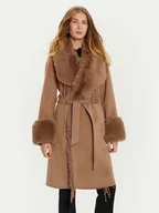 Płaszcze damskie - Marciano Guess Płaszcz wełniany 4BGL10 7125A Brązowy Regular Fit - miniaturka - grafika 1