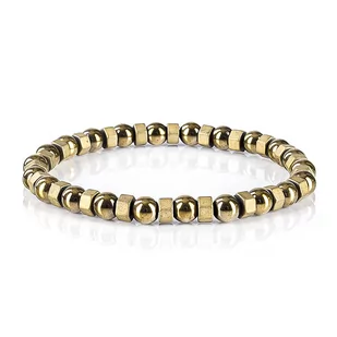 Bransoletka koraliki w kolorze złotym EM 18 - EM Men's Accessories - Bransolety męskie - miniaturka - grafika 1