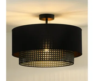 Duolla - Żyrandol natynkowy BOHO RATTAN 1xE27/15W/230V śr. 45 cm czarny - Lampy sufitowe - miniaturka - grafika 1