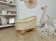 Domki dla lalek - Wiklinowa kołyska dla lalek ecru - drewno - miniaturka - grafika 1