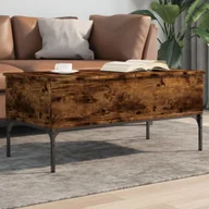 Ławy i stoliki kawowe - Stolik kawowy dąb wędzony 100x50x45 cm materiał drewnopochodny i metal - miniaturka - grafika 1