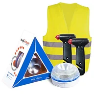 Latarki - HELP FLASH SMART PK2773 AUTONOMA sygnalizacja Niebezpieczeństwo/Latarka, DGT, V16 AUTOMATYCZNY + 2 MŁOTY Awaryjne: wygaszacze okna+Cutter do paska i Kamizelka odblaskowa HOMOLOGOWANA, Żółty auto - miniaturka - grafika 1