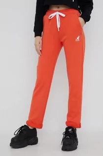 Spodnie damskie - Kangol spodnie dresowe bawełniane damskie kolor pomarańczowy gładkie - grafika 1