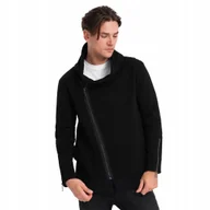 Bluzy męskie - Rozpinana bluza męska ze stójką LONDON czarna B1362 XL - miniaturka - grafika 1