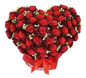Sztuczne kwiaty - DUŻE SERCE XL CZERWONE RÓŻE STROIK NA CMENTARZ WSZYSTKICH ŚWIĘTYCH - miniaturka - grafika 1