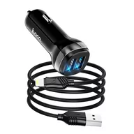 Akcesoria do smartwatchy - HOCO ładowarka samochodowa 2x USB + kabel USB A do iPhone Lightning 8-pin 2,4A Z40 czarna - miniaturka - grafika 1