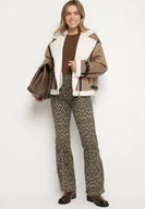 Spodnie damskie - Panterkowe Bawełniane Jeansy Dzwony z Wysokim Stanem Emerre - miniaturka - grafika 1