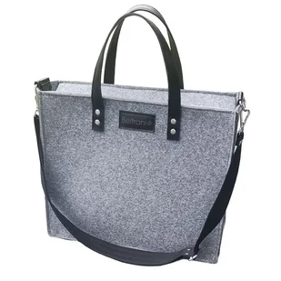 Stylowa torba filcowa ze skórzanymi uszami - szara listonoszka - Torebki damskie - miniaturka - grafika 1