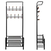 Wieszaki i stojaki - Wieszak na ubrania z regałem na buty 187cm stojak czarny HA2030 - miniaturka - grafika 1