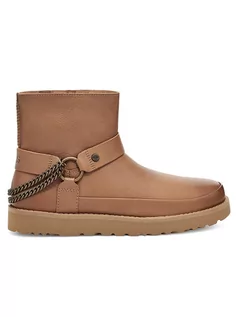 Botki damskie - UGG Skórzane botki "Classic Mini Deconstructed" w kolorze jasnobrązowym - grafika 1