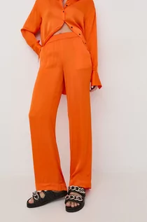 Spodnie damskie - Birgitte Herskind Birgitte Herskind spodnie damskie kolor pomarańczowy proste high waist - grafika 1