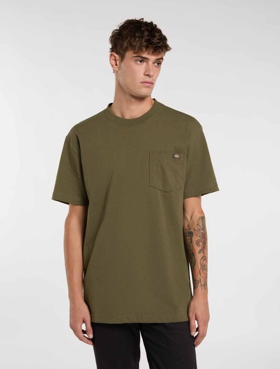 t-shirt uomo dickies heavyweight ss pocket - dk0ws450 0ml1 military green