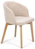 Krzesła - Kremowe drewniane krzesło tapicerowane welurem dąb artisan M7-L77 - miniaturka - grafika 1