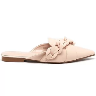 Klapki Damskie Z Łańcuchem Eleganckie Modne Stylowe Lekkie Na Płaskim Obcasie Wygodne Skórzane Na Lato Letnie Z Noskiem W Szpic Beżowe 41 - Klapki i japonki damskie - miniaturka - grafika 1