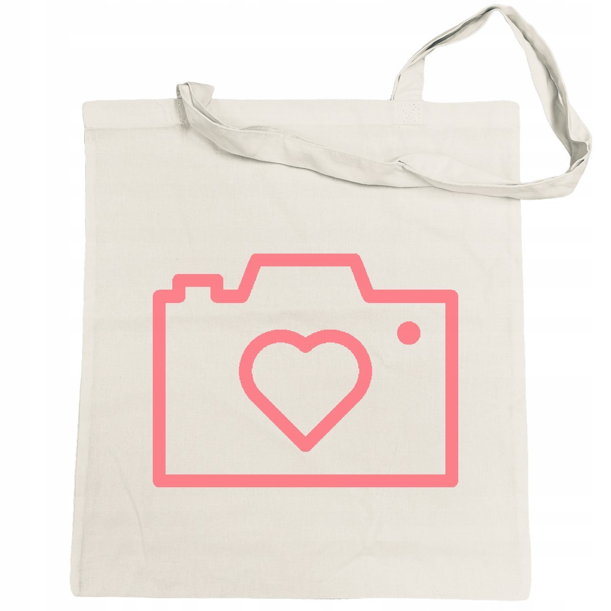 Torba na zakupy nadruk Różowy Aparat Serce