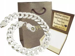 ﻿Bransoletka Srebrna Pancerka Pełna Diamentowana 8,00 mm Grawer Gratis - Bransolety męskie - miniaturka - grafika 1