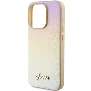 Etui Guess GUHCP15LPSAIRSD Apple iPhone 15 Pro hardcase Saffiano Iridescent Script złoty/gold - Etui i futerały do telefonów - miniaturka - grafika 7